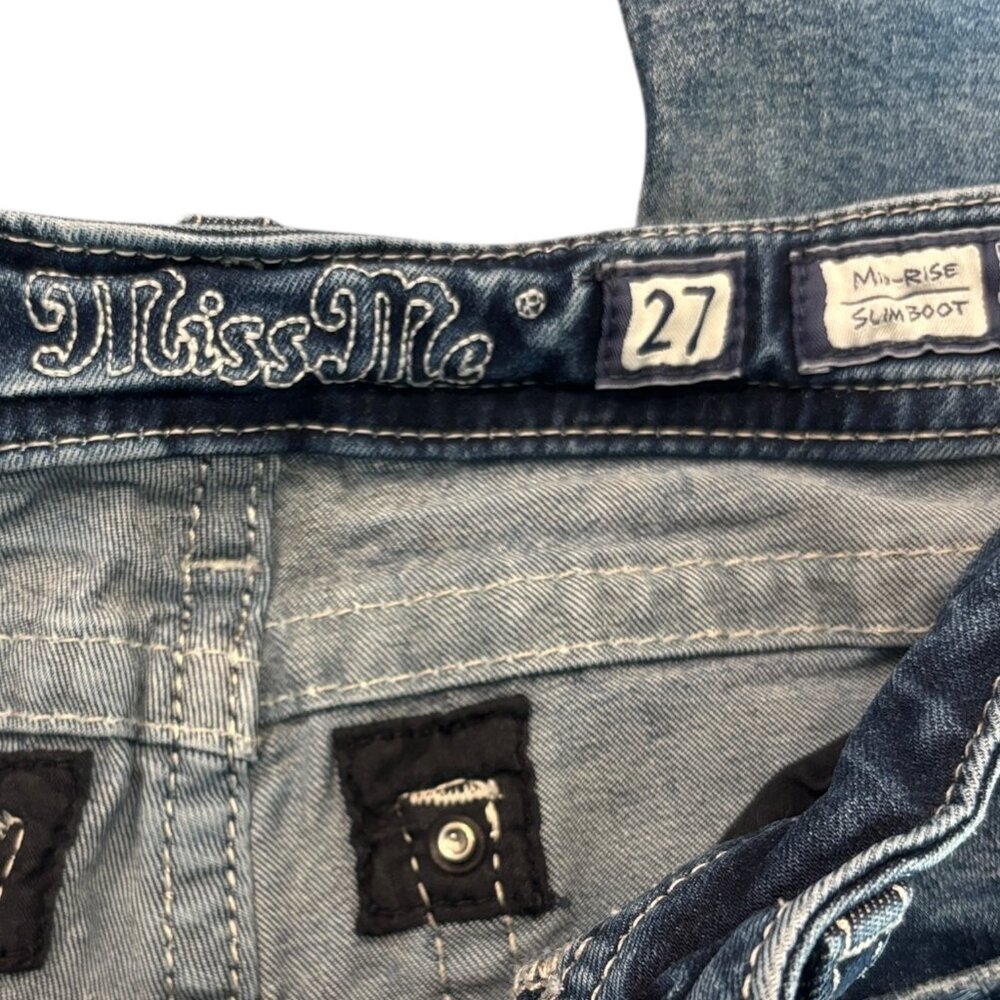 Miss Me Blue Boot Cut Jeans with Star Design - Picture 10 of 15
